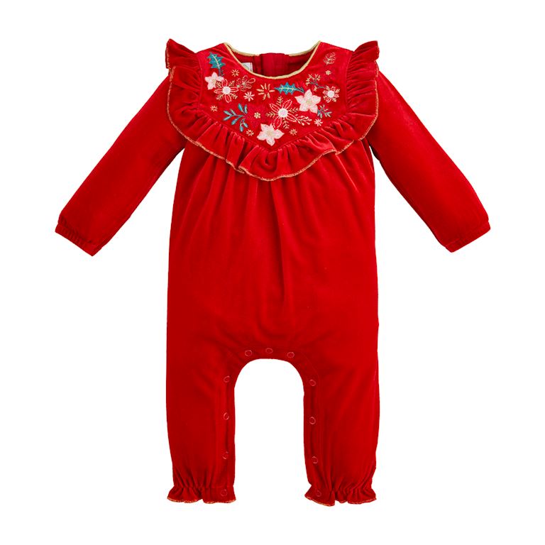 Velvet Poinsettia Romper