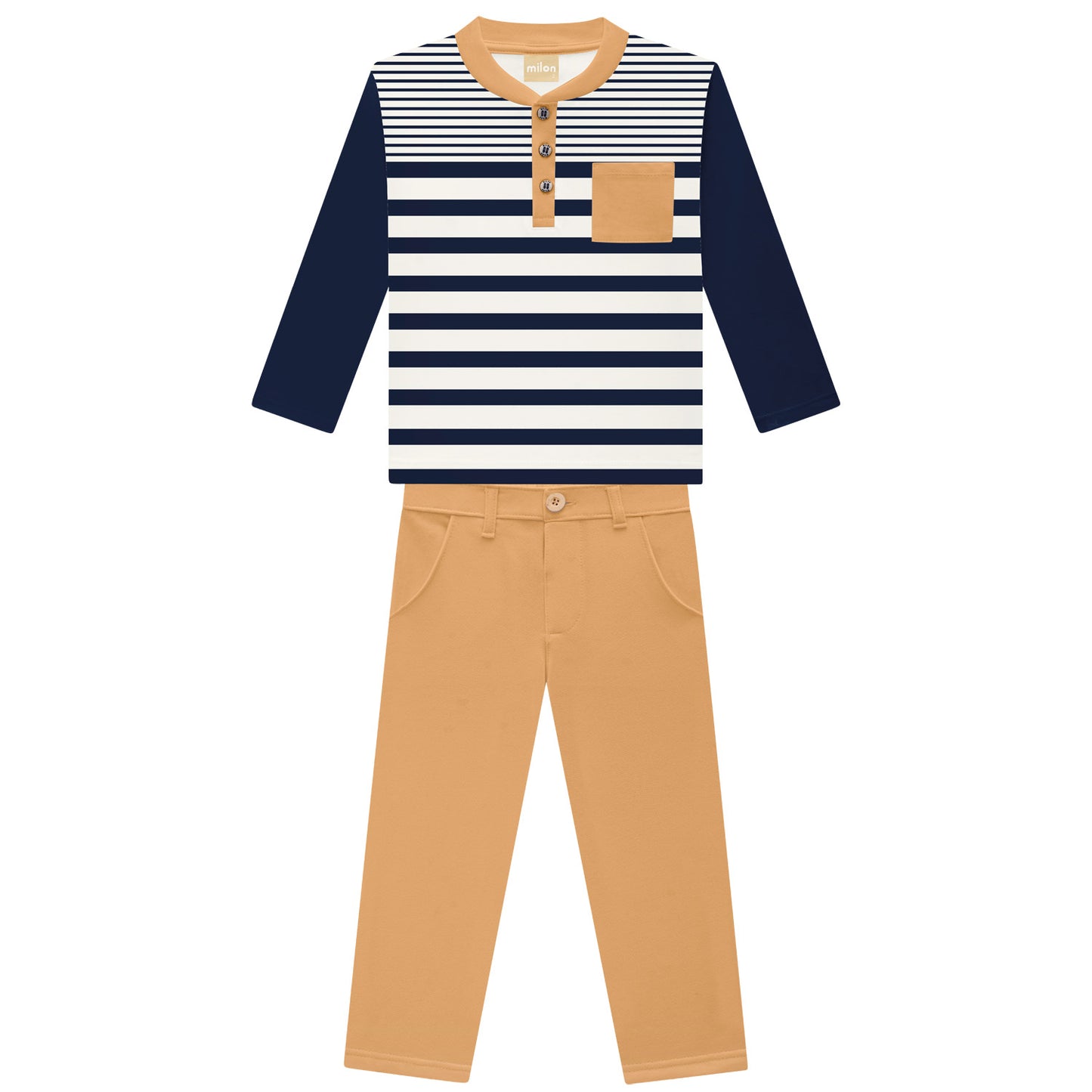 Navy Stripe with Tan Pants