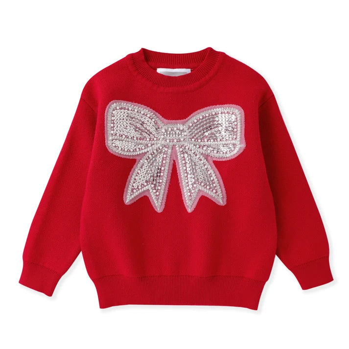 Red Glitter Bow Sweater