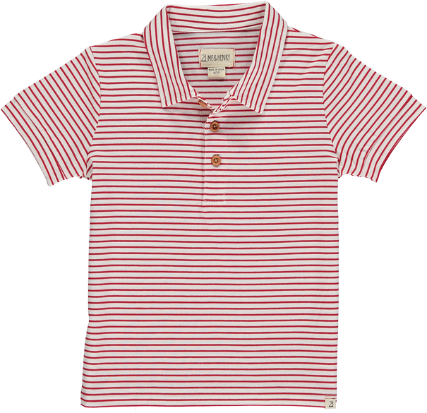 Red and White Striped Polo