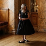 Black Pleated Sateen Dress