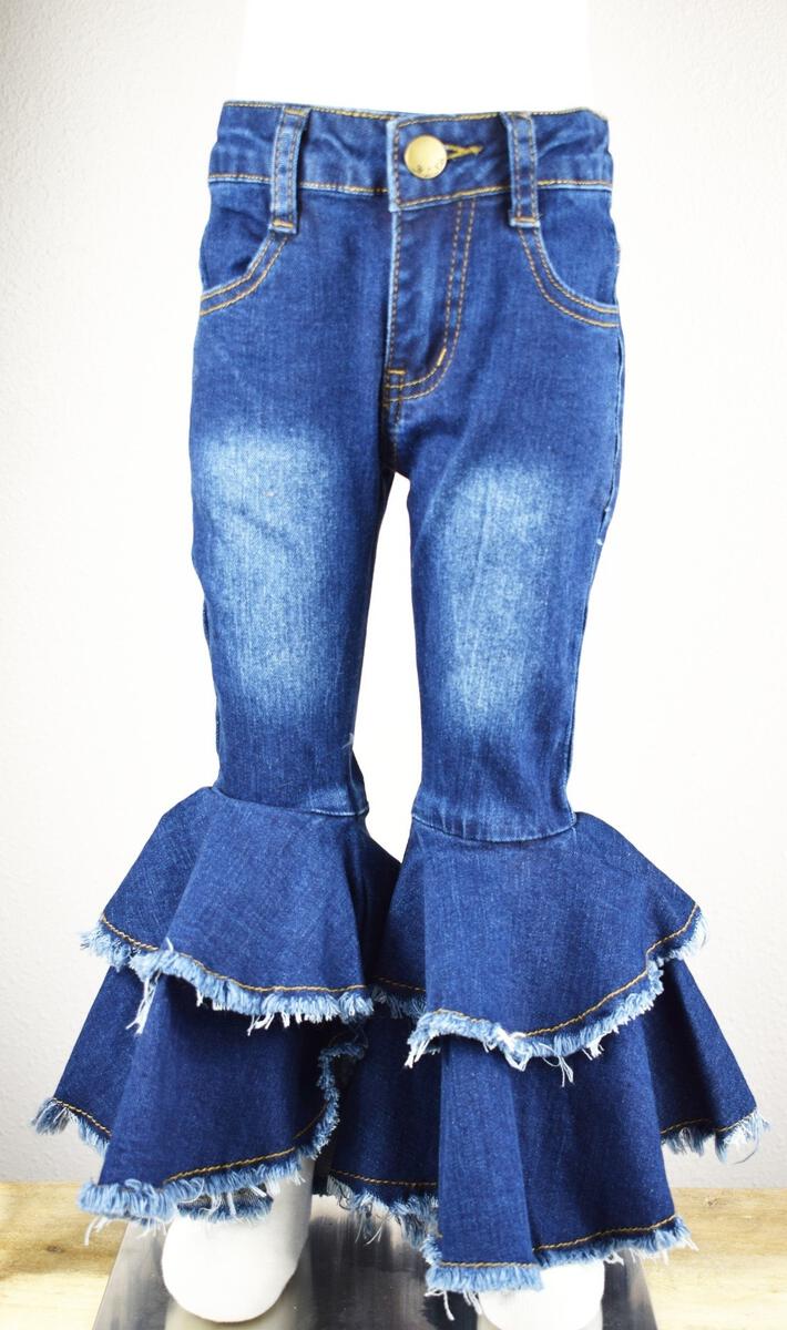 Double Ruffle Bell Bottom Jeans