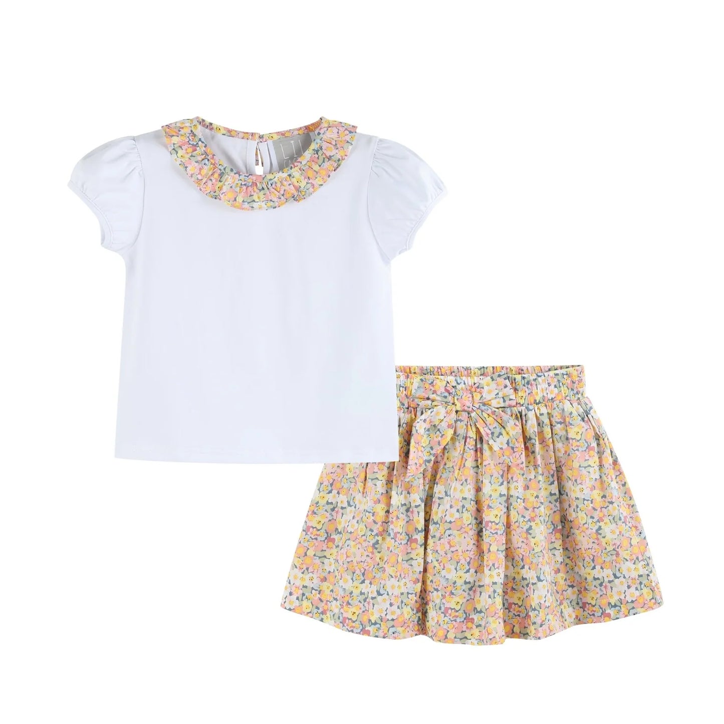 Peach Floral Skort Set