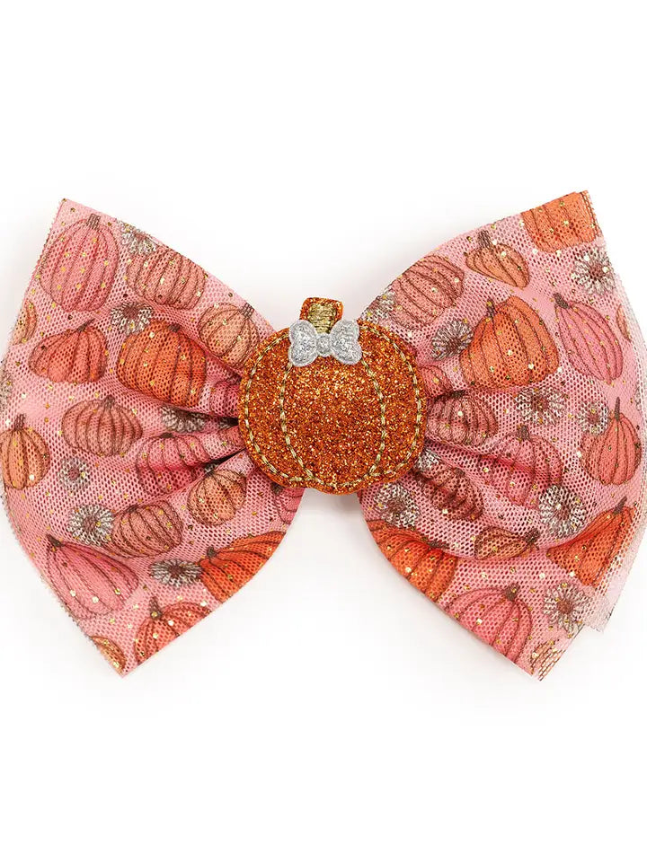 Pumpkin Daisy Blush Tulle Bow