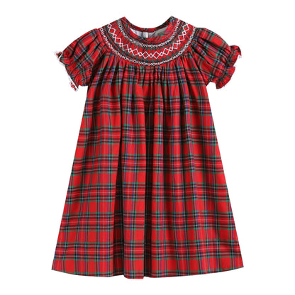 Christmas Plaid Smocked Dress