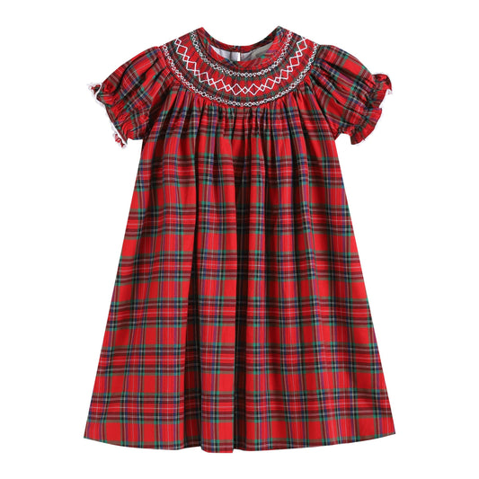 Christmas Plaid Smocked Dress
