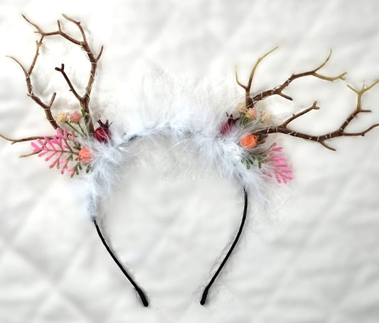Reindeer Antlers with Feathers