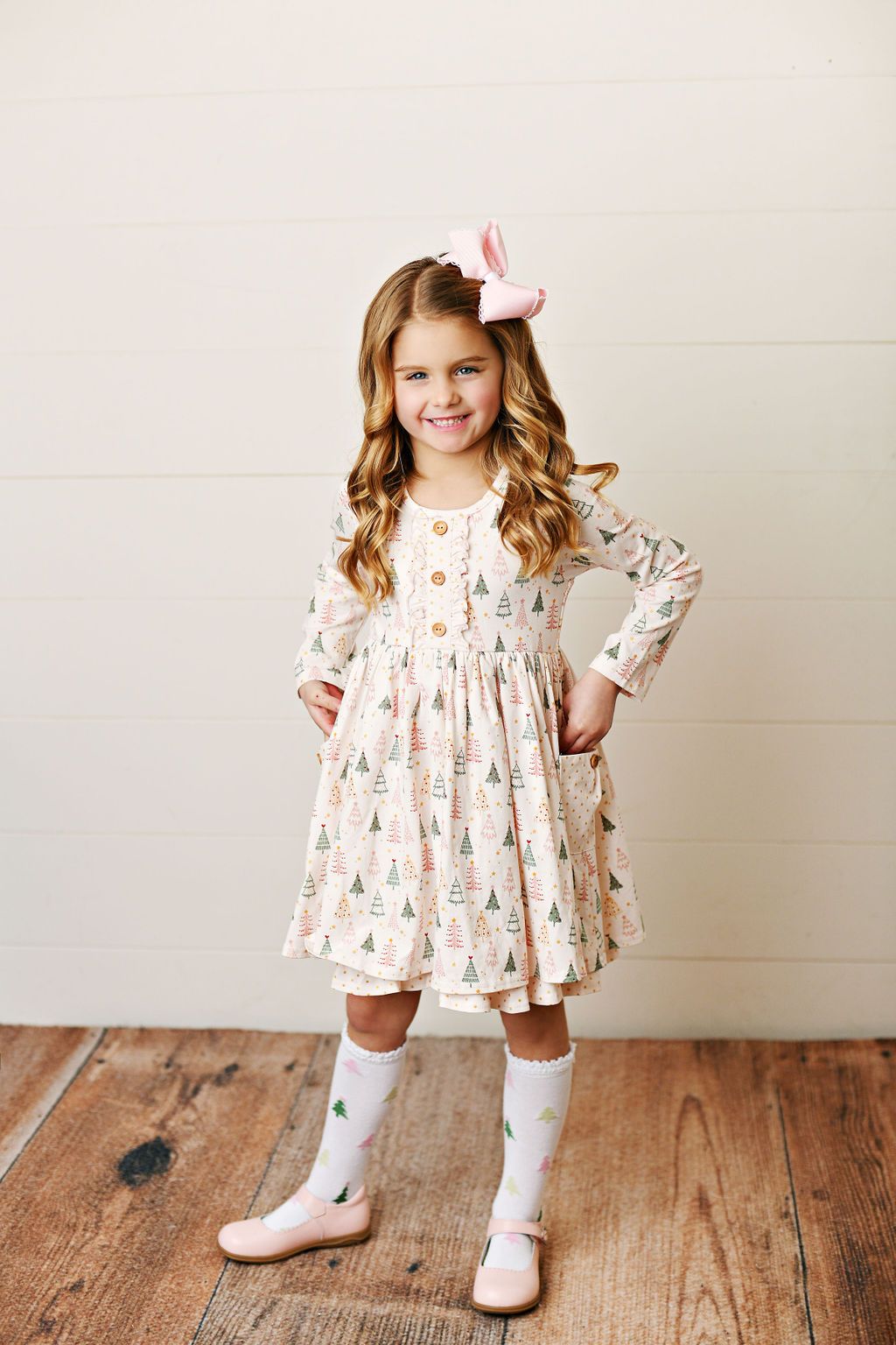 Pink Christmas Tree Twirl Dress