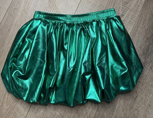 Metallic Green Bubble Skort