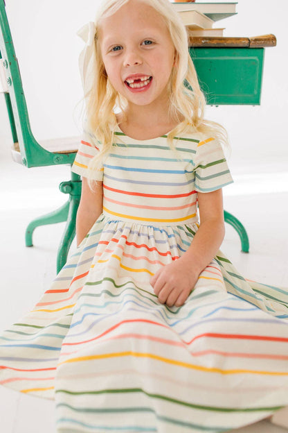 Primary Stripe Twirl Dress