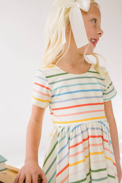 Primary Stripe Twirl Dress