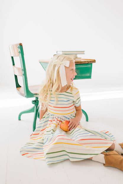 Primary Stripe Twirl Dress