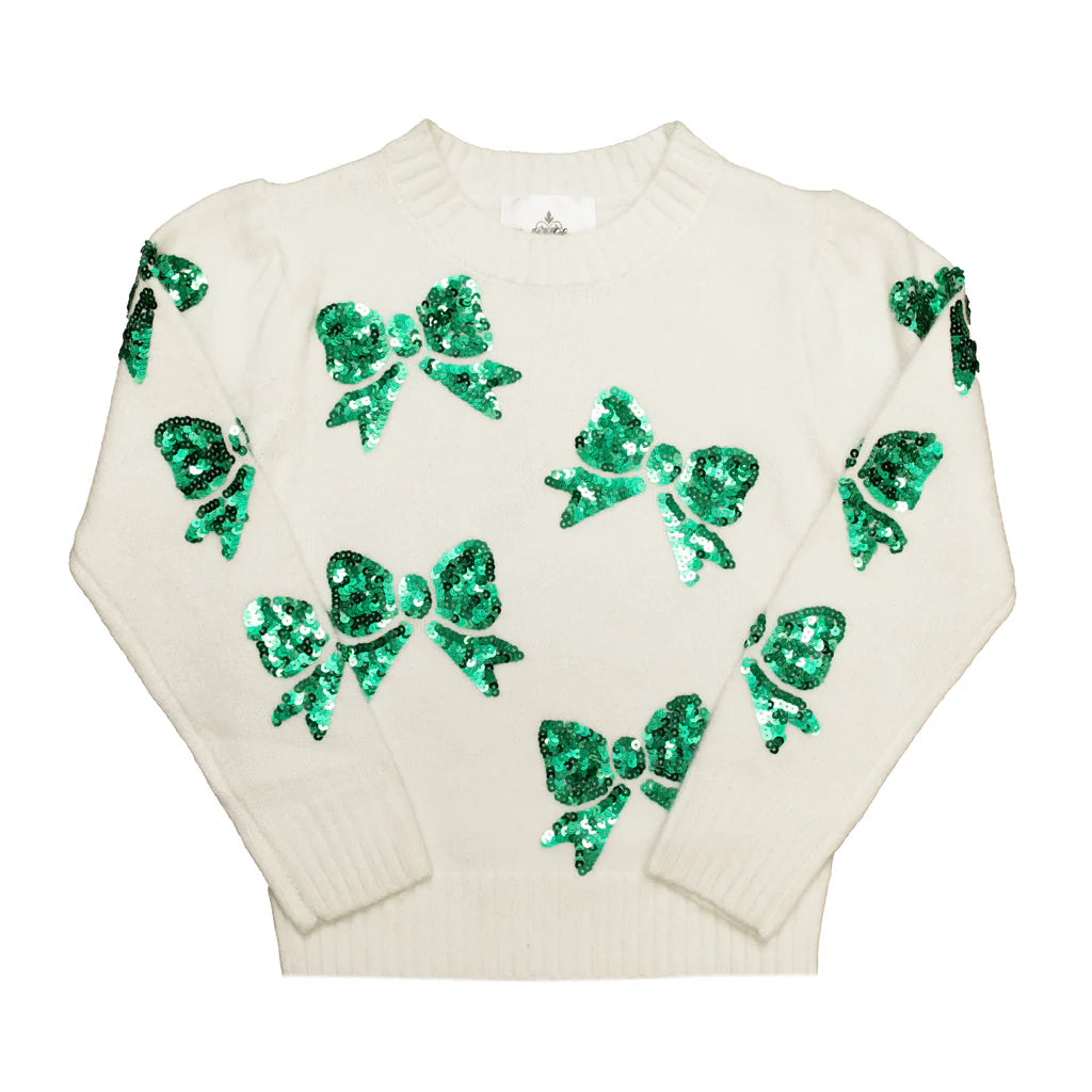 Green Sequin Bows Sweater