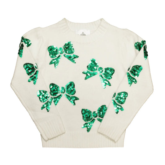 Green Sequin Bows Sweater