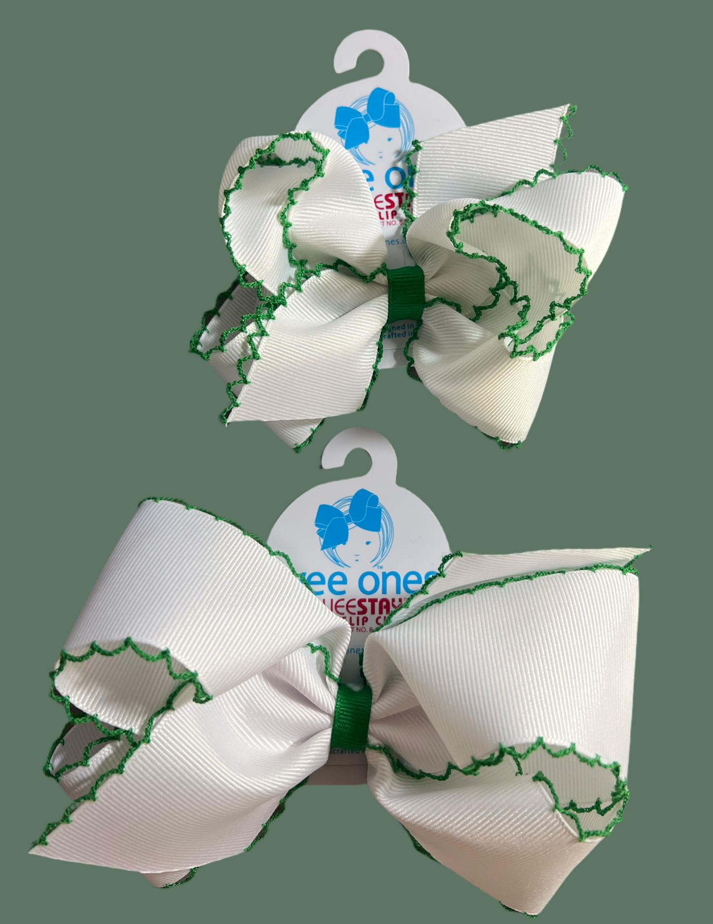 Kelly Green Moon Stitch Hair Bows