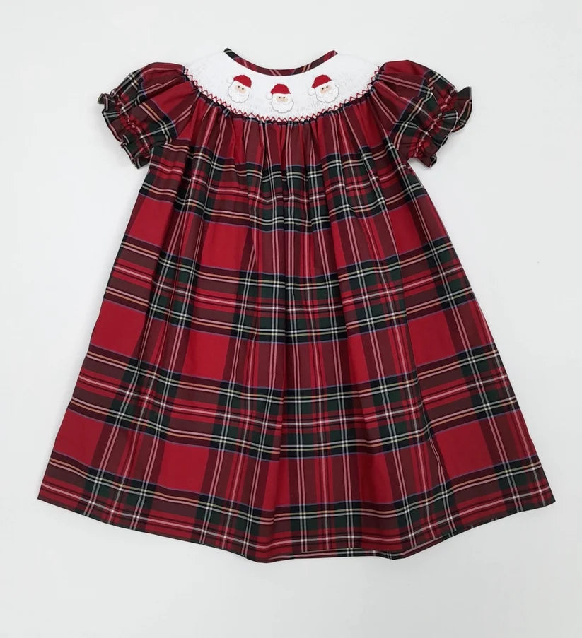 Santa Smocked Plaid Dress