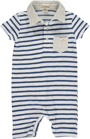 Navy and White Stripe Romper