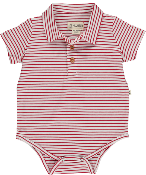 Red and White Stripe Polo Onesie