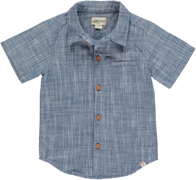 Blue Heathered Woven Shirt