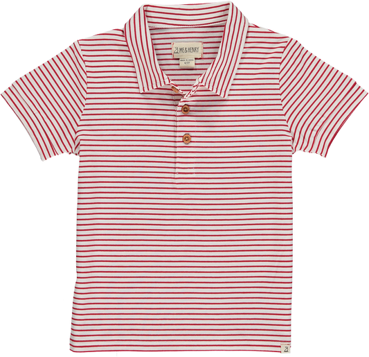 Red and White Striped Polo