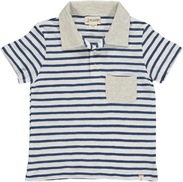 Anchor Navy White Stripe Polo
