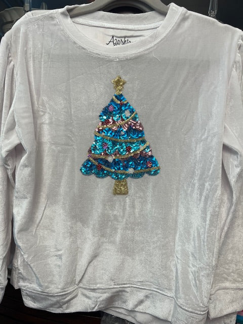 White Velvet with Sequin Christmas Tree