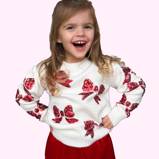 Red Sequin Bows Sweater