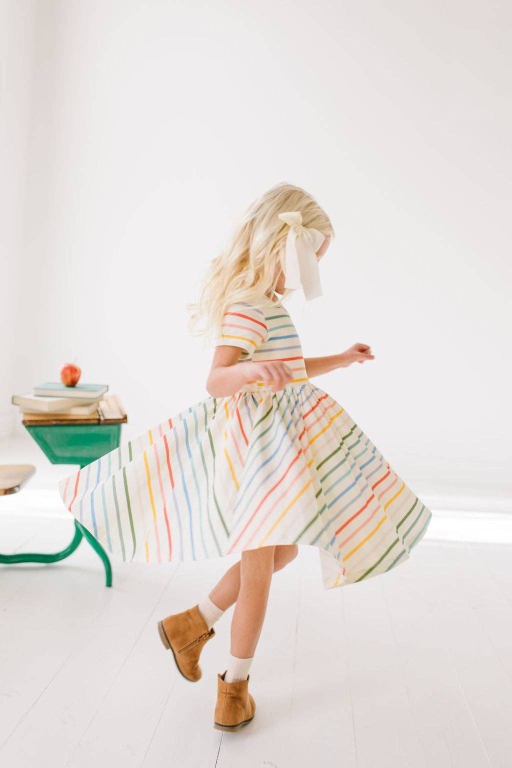 Primary Stripe Twirl Dress