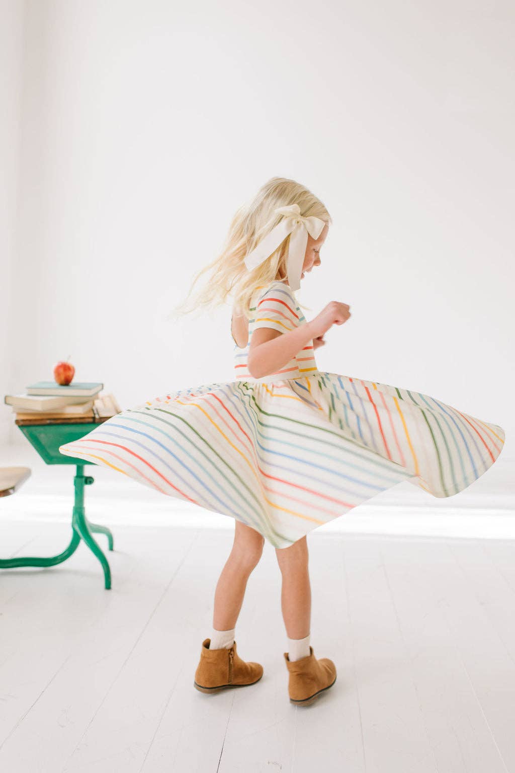 Primary Stripe Twirl Dress