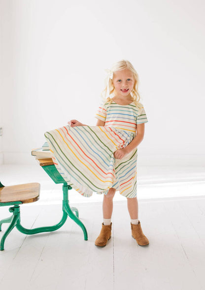 Primary Stripe Twirl Dress