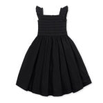 Black Pleated Sateen Dress