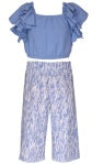 Periwinkle Top and Print Pant Set