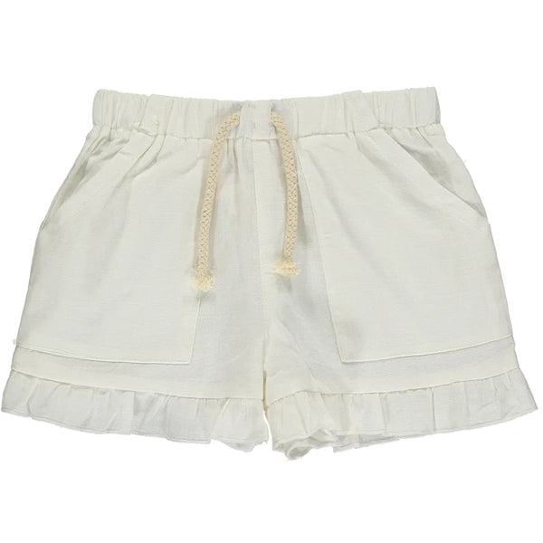 Brynlee Ruffle White Shorts