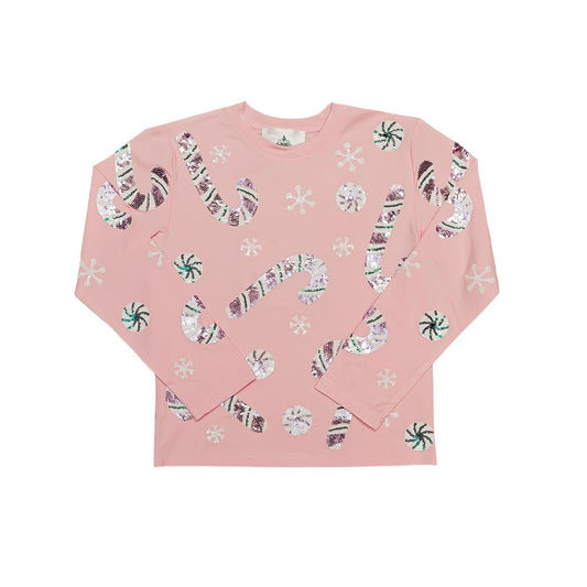 Candy Cane Sequin L/S Shirt