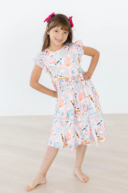 Class Act Flutter Sleeve Twirl Dress