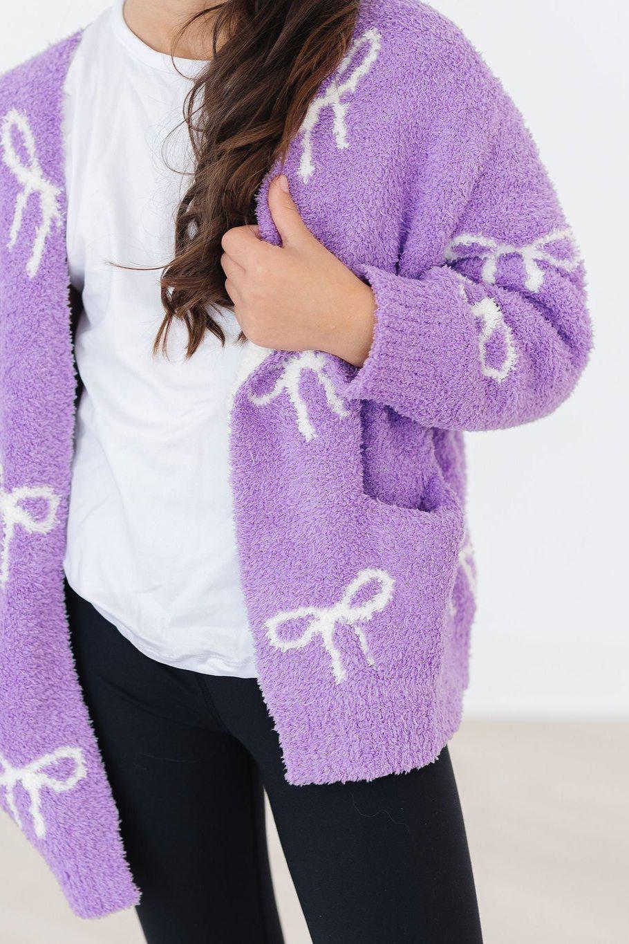 Lilac and Coconut Bow Cardigan