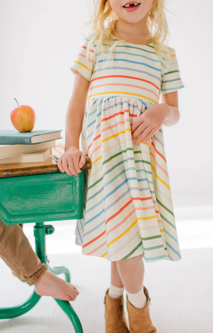 Primary Stripe Twirl Dress