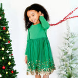 Emerald Sequin Christmas Long Sleeve Dress