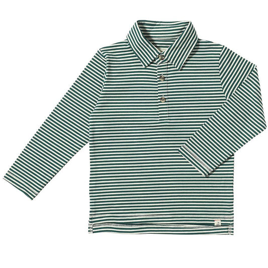 Green and White Stripe polo