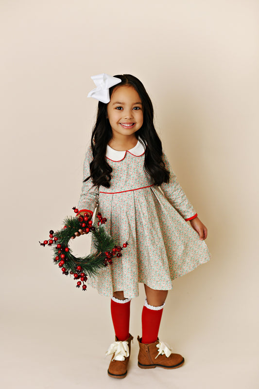 Holiday Ditsy Pleat Dress