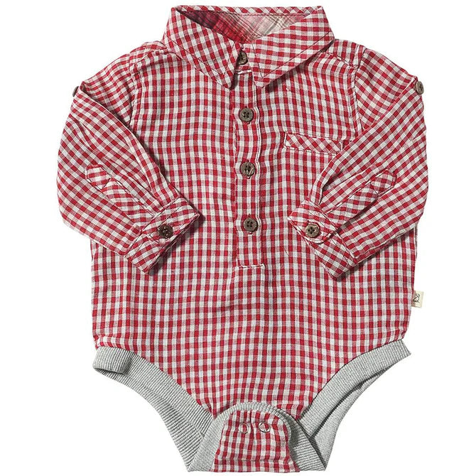 Red Micro Plaid Onesie