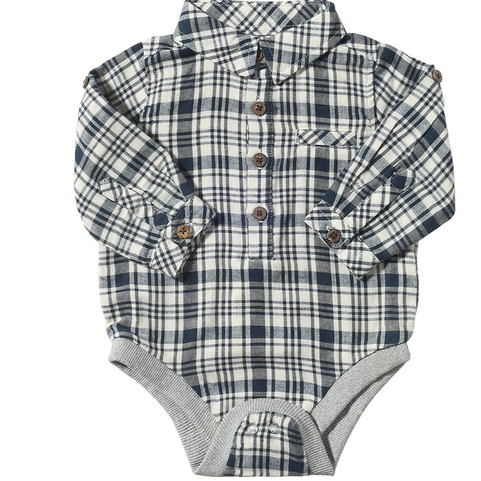 Navy/White Plaid Onesie