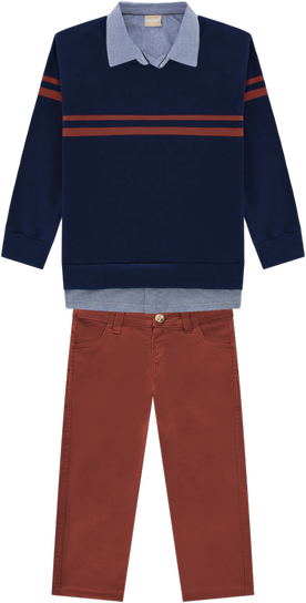 Blue/Rust Pant Set