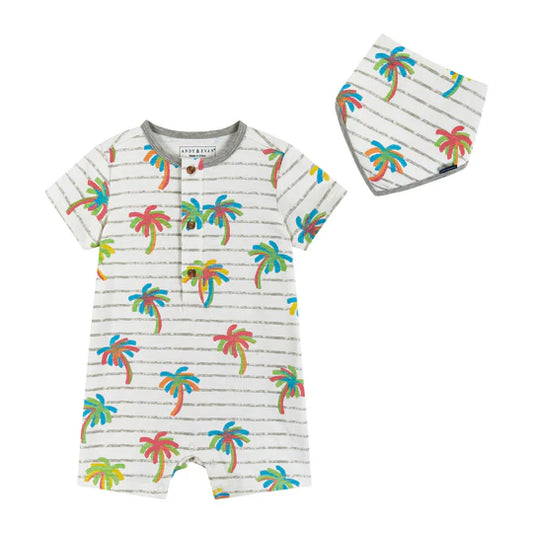 Palm Tree Romper and Bib Set