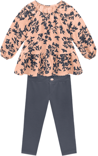 Pink and Grey Floral Pant Set