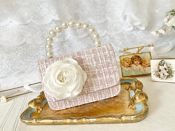Pink and White Plaid Tweed Purse
