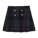 Plaid Double Button Skirt