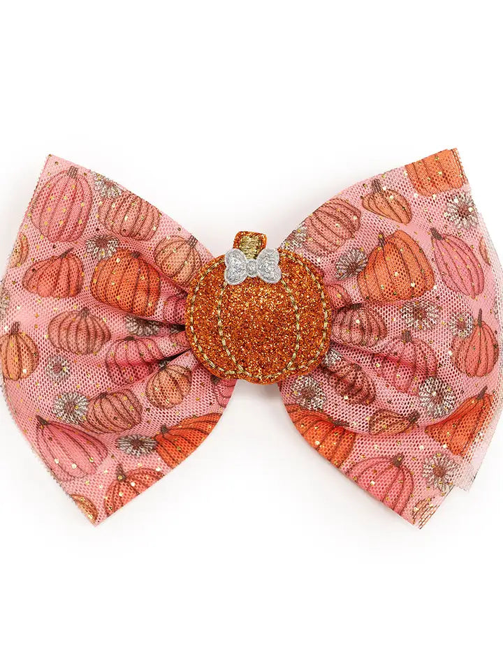 Pumpkin Daisy Blush Tulle Bow