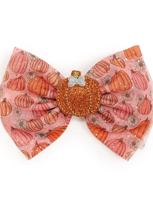 Pumpkin Daisy Blush Tulle Bow