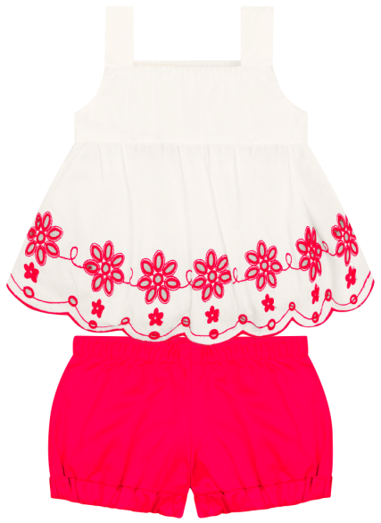 Red Eyelet Tank Set